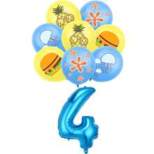 9pcs Hamburger, Jellyfish, Seaweed Shaped Number Balloons Set, Birthday Party Decoration, Wall Backdrop - Set - View 10