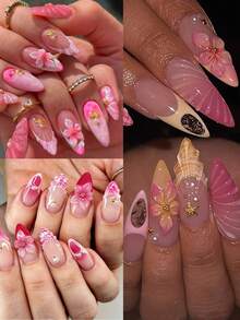 FULL BEAUTY 3D Blumen Schnitzform, Hibiskus & Lilie Blütendesign Nagelform, charmante Nail Art Dekoration, DIY handgemachtes Schnitz-Nagelwerkzeug, Nagelsalon Zubehör, Nail Art Lieferung - Transparent - Übersicht 8