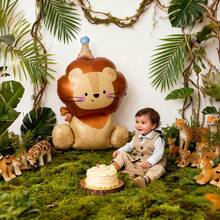 2pcs Realistic Lion Foil Balloons, Cute Animal Balloons Suitable For Jungle Theme Birthday Party Decoration, Baby Shower Party Supplies - View 3