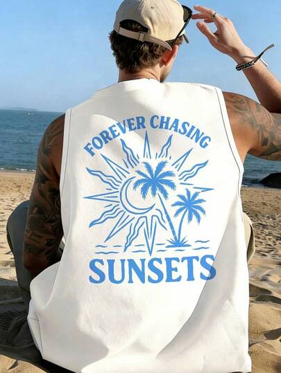  Koszulka męska Fractyr, modna, casualowa, sportowa, fitness, bez rękawów, w stylu ulicznym | Nadruk w stylu angielskim | Wykwintny design | Niezbędny element garderoby na wiosnę/lato | Prosty, uniwersalny styl, odpowiedni na podróże i wakacje | Retro, uniwersalny, łatwy w noszeniu | Najlepszy prezent dla przyjaciół | Wyrazista osobowość