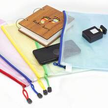 5-Piece Mesh Zipper Bag Set, Available In 5 Colors, Suitable For A3, A4, A5 And Letter Size Documents, Ideal For Organizing School Supplies, Puzzles And Travel Storage. Zipper Document Folders - Art, Data And Drawing Storage Bags With Mesh Design (Random Color) - Sets - View 4
