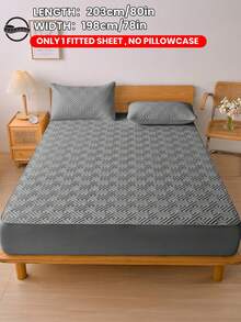 1pc Waterproof Solid Color Quilted Fitted Sheet, Fitted Sheet Mattress Protector, Soft And Comfortable, Dust-Proof And Moisture-Proof Mattress Cover, Multiple Colors Available, Bedding Gift, Bedroom Decor, Not 100% Waterproof, Deep Pocket - Multicolor - View 54