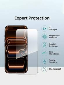 3pcs Tempered Glass Screen Protector, Compatible With IPhone 17/16/15/14/13/12/11 Pro Max/Air/X/XS/XR/Mini/7/8/14 Plus, Also Fits 14/15/16 Pro Max/17 PRO MAX/17E - Clear - View 6