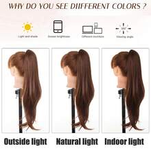 Tóc giả đuôi ngựa dài 18 inch thanh lịch dành cho nữ - Tóc giả thẳng tổng hợp, bồng bềnh và đa năng. - Dark Brown - Xem 6