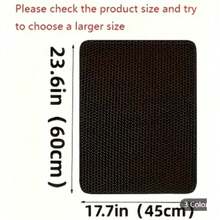 1pc Double Layer Waterproof & Urine-Proof Cat Litter Mat, Suitable For All Types Of Cat Litter, Covered And Self-Cleaning Litter Boxes. Waterproof/Urine-Proof Mat: Bottom Layer Is Waterproof, Non-Slip And Easy To Move - Black - View 15