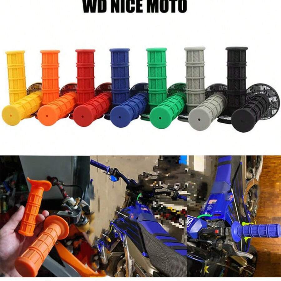 WD NICE MOTO 22mm Motorcycle Handlebar Grips, Solid Color Handlebar Grips With Donut, Suitable For Electric Motorcycle, Scooter And Electric Bicycle Modification Parts, Solid Color Soft Silicone Handlebar Grips, Rubber Handlebar Grip Covers, Universal Off-Road Motorcycle Handlebar Grips - Single Color + Donut Combination - View 1