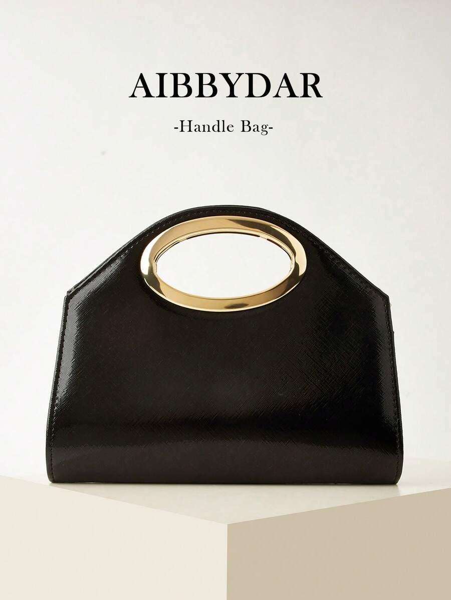 AIBBYDAR 女士晚宴包,纯黑色,合成革,十字纹纹理,金属手柄,适合搭配晚礼服,小巧方包,可作钱包、化妆包,光泽亮丽,奢华迷人,优雅精致,配有可拆卸肩带,适合舞会、派对、婚礼、节日聚会、宴会等场合。 - 黑色 - 查看 1