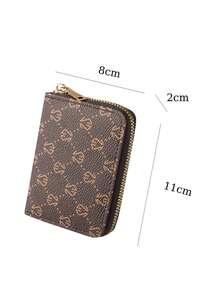 Zipper Credit Card Holder, Women's Printed Zipper Wallet/Card Case, Lightweight & Fashionable, Elegant Short Wallet, Portable Multi-Card Wallet, High-Quality Leather Dual Zipper Design, Easy To Carry, Large Capacity, RFID Blocking, Can Hold Credit Cards, ID Cards, Coins, Pocket Size, Perfect Gift For Family, Friends, Women, Girls And Students - Multicolor - View 7