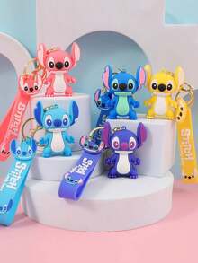 Disney, 1pc Cute Stitch Keychain, Cartoon-Themed Keychain Charm, DIY Backpack Accessory-Perfect For Car Keys, Bags, And More. It Also Makes An Ideal Gift For Friends And Partners During Back-To-School Season! - Multicolor - View 3