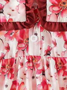 Stylish Baby Girls Cute Sleeveless Off-Shoulder Peter Pan Collar Floral & Cartoon Print Dress - Multicolor - View 6