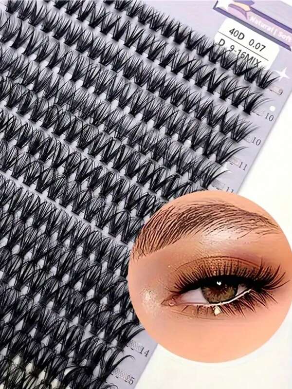 LIMEIKAI 280 Clusters Of 40D False Mink Eyelashes D Curl Natural Eyelash Extensions Russian Strip Individual Eyelashes Makeup Tool