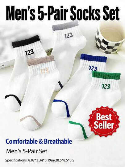 5 双 C 形刺绣女童袜/123 数字撞色男童袜，四季棉质短袜，运动休闲皆宜，男女学生均适用。