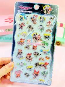 THE POWERPUFF GIRLS 新款女孩系列3D贴纸，水晶立体糖果贴纸，DIY可重复使用趣味闪亮浮雕贴纸 - 彩色 - 查看 3