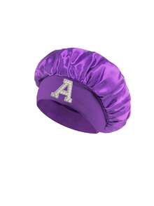 儿童紫色缎面睡帽套装（1件装），柔软舒适，可保护头发，适合上学、睡衣派对和旅行，适合1-3岁儿童。 - 紫色 - 查看 6