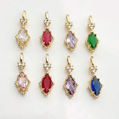 5颗优雅铜质微镶嵌锆石，简约菱形水滴吊坠，适合DIY珠宝制作，如项链、手链、耳环、包包拉链配件等。