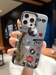 1pc IMD Triple-Layer Matte Anti-Drop Phone Case, Fashionable Leopard, Star, Letter Pattern, Suitable For IPhone 17/17pro/17promax/17Air/16/15/14/13/12/11, Series - Black - View 5
