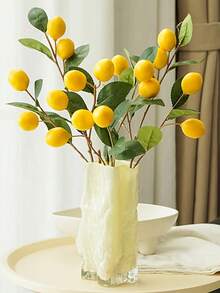 1/3/6PCS Artificial Lemon Branches With Green Leaves, 27.1'' Artificial Plant With 6 Bright Yellow Lemon Fruits, No Maintenance Artificial Flower For DIY Wedding Party Garden Home Decoration, Indoor Outdoor Spring Summer Decor, Modern Nordic Style - Multicolor - View 7