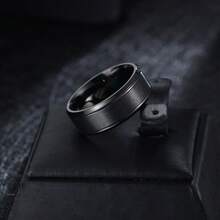 1 chiếc nhẫn thép không gỉ dây vonfram tối giản, thiết kế đa năng unisex. - màu đen - Xem 1
