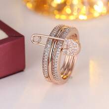 1pc Women's Three-Layer Stacked Design Cubic Zirconia Inlaid Ring, Elegant & Exquisite, Suitable For Gifts/Parties/Personal Wear - Ring - View 17