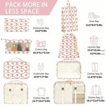 8pcs Travel Packing Cubes,Suitcase Organizer Bags,Large Capacity Zipper Storage Bags,Cosmetics Bag, Clothing Bag,Organize Your Clothing With Ease,For Men And Women,Back To School Supplies,Travel Essentials,Travel Accessories - Hoa nơ - Xem 5