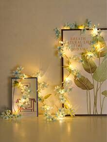 1pc Blue 20LED Spring Flower Fairy String Lights, Romantic Hanging, Artificial Flower Spring Decor Lights, Pink Floral Vine Lights, Battery Powered (Batteries Not Included), Green Leaf Vine, Suitable For Valentine's Day, Spring Decor, Wedding Decor, Home, Bedroom, Garden, Wedding, Mother's Day Decor, Party - Multicolor - View 7