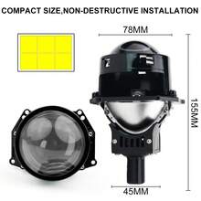 TOAUTO 2个110W 3.0英寸双LED投影透镜，适用于汽车前大灯，无损安装，30000流明，兼容H4、H7、9005、9006灯泡，远近光通用型汽车前大灯改装套件 - A - 查看 12