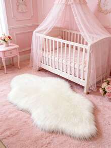 1件白色云朵绒毛地垫，仿毛皮，婴儿房装饰地毯，装饰垫，儿童游戏垫，装饰地毯，卧室装饰，小地毯，地毯，家居装饰，户外地毯，可水洗地毯，母亲节礼物 - 白色 - 查看 3