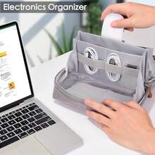 DDgro Electronics Organizador Bolsa de viaje Bolsa de accesorios perfecta para electrónica cargador de MacBook y cables cables disco duro gris claro-café DD015 - Gris Clarocaf - Ver 6