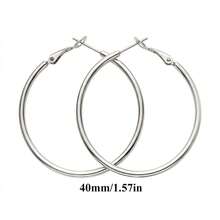 1对316L不锈钢2毫米粗圈耳环（30毫米/40毫米/50毫米/60毫米），防水不褪色金银色圆形耳环，低过敏性日常必备首饰/耳环，女士耳环，耳环，女士耳环 - 金黃色 - 查看 12