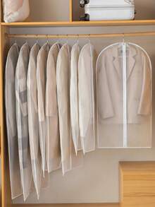 5pcs/1PC Set Of Clothes Dust Covers Hanging Pockets For Clothes, Long Style Down Jacket Suit Home Transparent Coat Bag - Multicolor - View 6