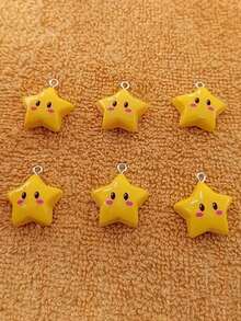 3/5/7/10个可爱星星吊坠，黄色树脂材质，适合DIY珠宝制作，如项链、手链、钥匙扣及其他手工艺品。 - 彩色 - 查看 8
