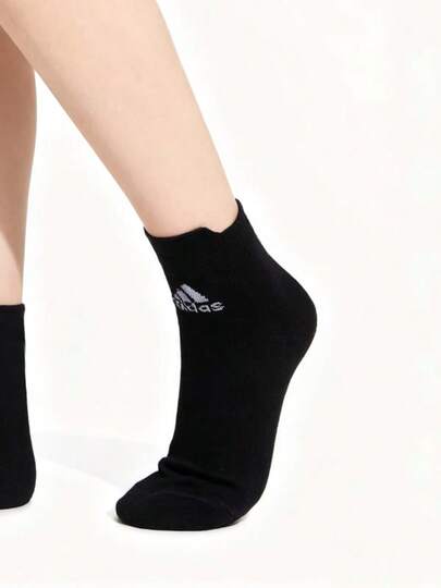  adidas 1 đôi tất ngắn unisex thoải mái, đa năng, đơn giản màu đen