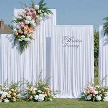 Background Curtains, Suitable For Parties 5 X 8/10 Feet (Approximately 150 X 243/304 Cm) Wrinkle-Free Polyester Photography Background Curtains, Suitable For Wedding Birthday Parties - White - View 5