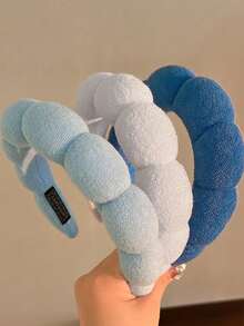 3条装女士加厚柔软浅蓝色、白色、藏蓝色时尚百搭高品质纯色发箍，适合日常、休闲、派对、工作、度假、发型设计、洗脸、化妆、搭配服装、头饰、发饰、家居、护肤以及更多旅行配件。发带、发箍、发圈 - 彩色 - 查看 8