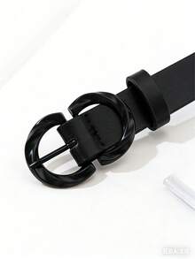 1 chiếc thắt lưng nữ thời trang thường ngày, hai lớp, có thể điều chỉnh, với khóa hình số 8. - màu đen - Xem 3