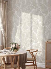 可移除自粘极简树叶图案壁纸，适用于卧室背景墙、橱柜和家具墙面装饰，北欧风格 - A - 查看 5