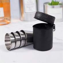 6pcs/Set Outdoor Practical Travel Stainless Steel Cup, Mini Whiskey Glass With Case, Portable Barware Set - Multicolor - View 2