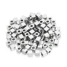 50 hạt vuông bằng thép không gỉ 2-6mm, hạt đệm hình khối để tự làm vòng tay, dây chuyền và trang sức. - quảng trường - Xem 6