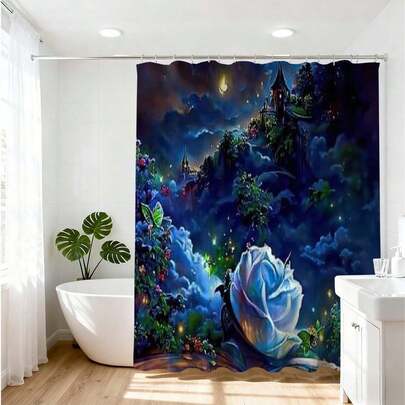 1 bộ rèm tắm phong cách Boho Chic họa tiết lá cây thường xuân và đá, lấy cảm hứng từ thiên nhiên cổ điển, chống thấm nước, có thể giặt được, chất liệu vải với họa tiết lá cây và vân đá cũ, phụ kiện phòng tắm thẩm mỹ phong cách Bohemian cho nhà nông thôn hoặc nhà tranh, phong cách mộc mạc, chống nấm mốc, chất liệu bền chắc.