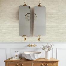 草编墙纸，可剥离粘贴，奶油色草编纹理墙纸，自粘墙纸 - 1PC - 查看 2