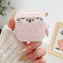 波点圆形图案保护套，兼容苹果无线耳机，防刮防摔。 - 粉色 - 查看 3