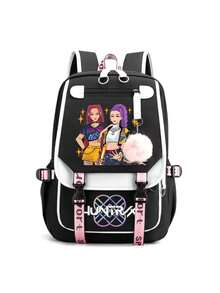 K-Pop   Print Korean College Style Backpack, Ergonomic Spine Protection Large Capacity School Bag For Junior & Senior High Students - 30 - View 2