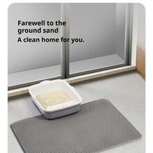 1pc Double-Layer Waterproof Cat Litter Mat, Anti-Slip Pet Toilet Pad, Cat Bathing Mat, Pet Cleaning Mat - Black - View 10