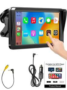 7英寸无线Apple CarPlay和Android Auto播放器,触摸屏蓝牙免提/屏幕镜像/导航/语音控制/TF卡/AUX输入,适用于轿车、卡车、SUV - A - 查看 12