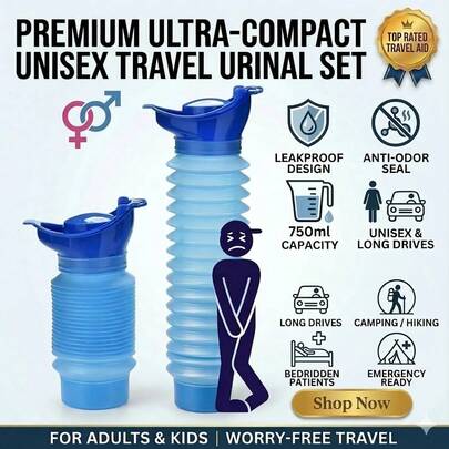 750ml Portable Retractable Urinal For Men Women And Children, Collapsible Emergency Toilet With Female Urination Device, Leak-Proof & Anti-Odor Travel Pee Bottle, Road Trip Essentials For Camping, Hiking And Traffic Jam,Pee Bottles For Men, Adjustable Emergency Urinal, Car Pee Bottle For Men And Women, Portable Toilet For Car, Shrinkable Personal Mobile Toilet,Urine Bottle