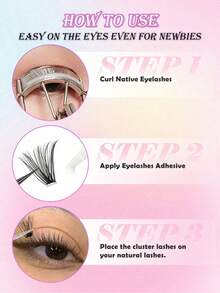 200pcs 60D-Curl Fluffy Faux Mink Eyelashes, Natural & Lengthening Cluster False Lashes, Soft & Fluffy, Suitable For Beginners DIY Eye Makeup, Reusable Eyelash Clusters - D - View 7