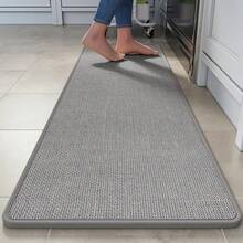 Thảm trải sàn nhà bếp dài (1 chiếc) chống trơn trượt, có thể giặt, chất liệu giống như vải lanh, có đệm và thấm hút tốt, thảm lót sàn nhà bếp, thảm chống mỏi chân nhẹ nhàng dùng cho bồn rửa và giặt giũ. - Nhiều màu - Xem 5