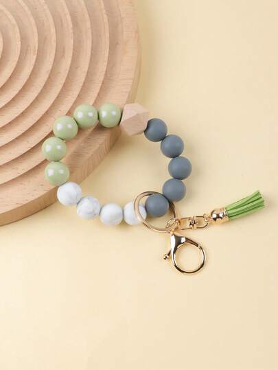 1 szt. Minimalistyczny brelok z koralikami Morandi, miękkie, matowe silikonowe koraliki, wytrzymały brelok z zabezpieczeniem przed zgubieniem, przemyślany prezent dla przyjaciół i miłośników minimalizmu
