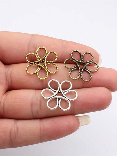 10pcs 25x23mm Hollow Flower Pattern Charms Pendant For DIY Jewelry Making Necklace Keychain Phone Chain Bracelet Making Accessories Handmade Craft Making Findings