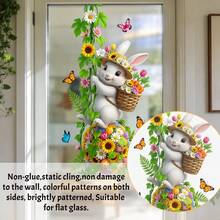 1/2pcs Cute Cartoon Rabbit & Squirrel Swing Window Stickers, Reusable PVC Double-Sided Transparent Static Cling Glass Decals, Suitable For Doors, Windows, Living Room, Dining Room, Mall And Home Decor - Window Stickers - View 6